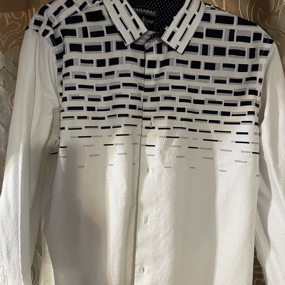 Barabas Men's Black and White Geometric Shirt